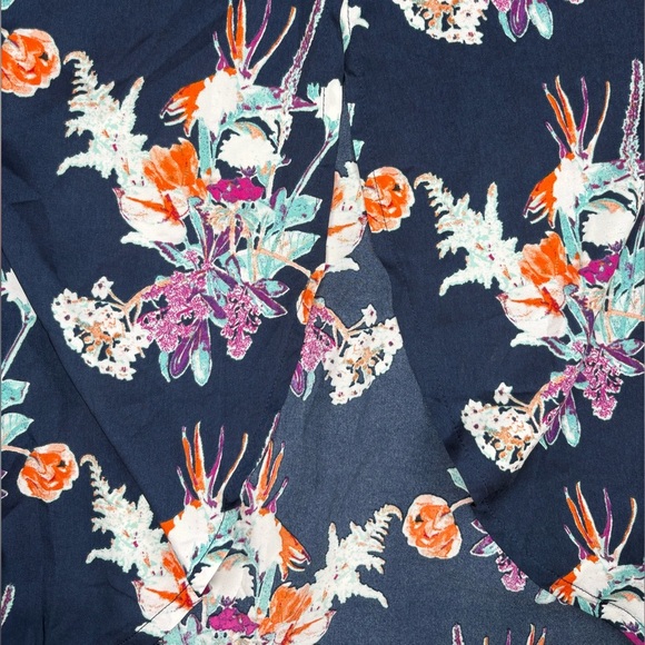 World Market Indigo Paradise Floral Pattern Wide leg Pull on Pants - Picture 6 of 8